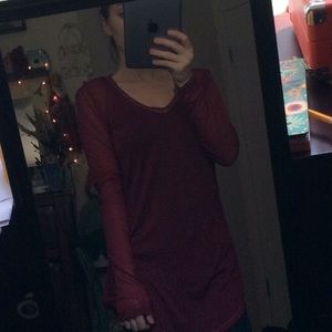Sheer maroon long sleeve shirt